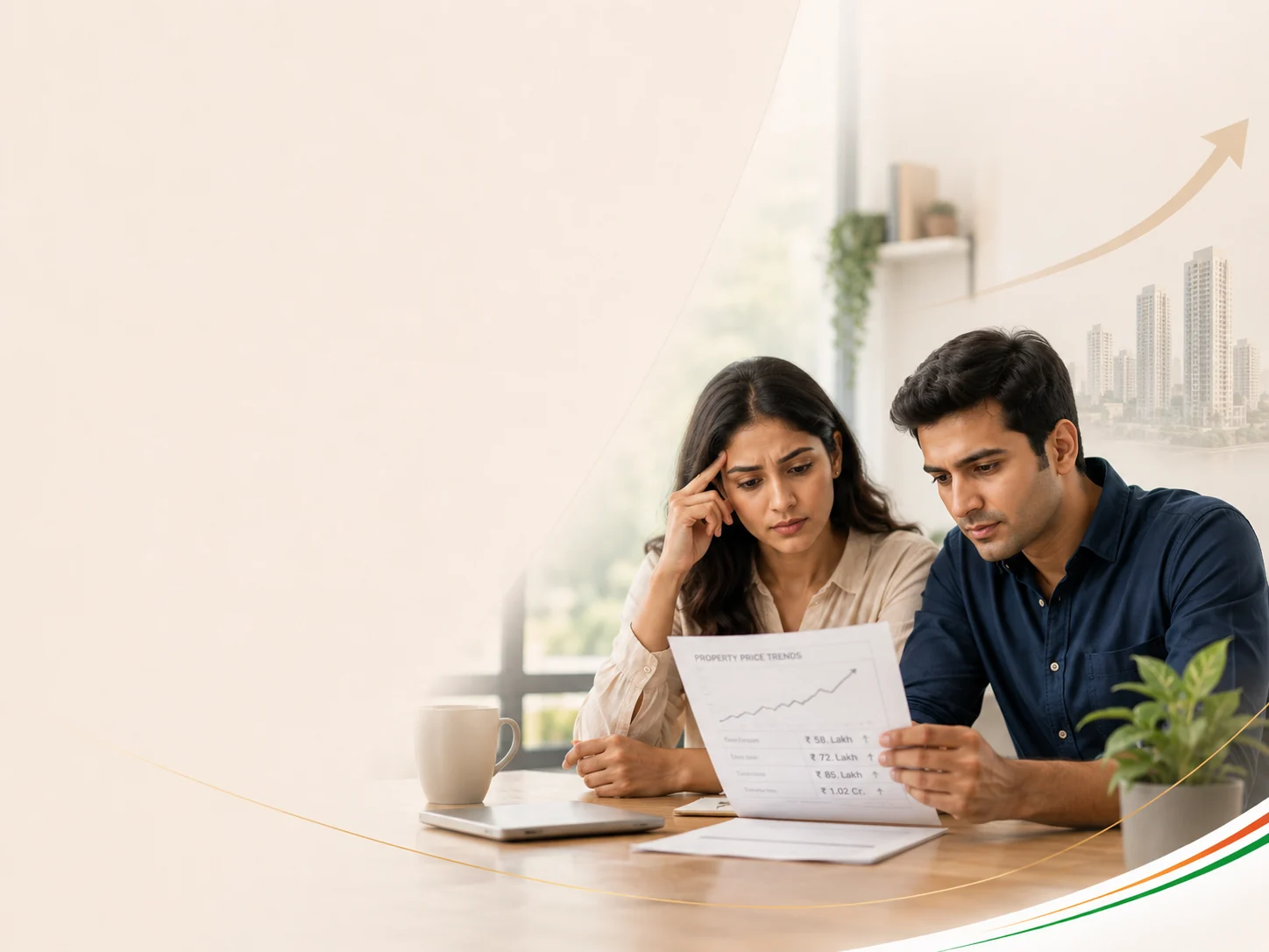 Homebuyers reviewing property price trends